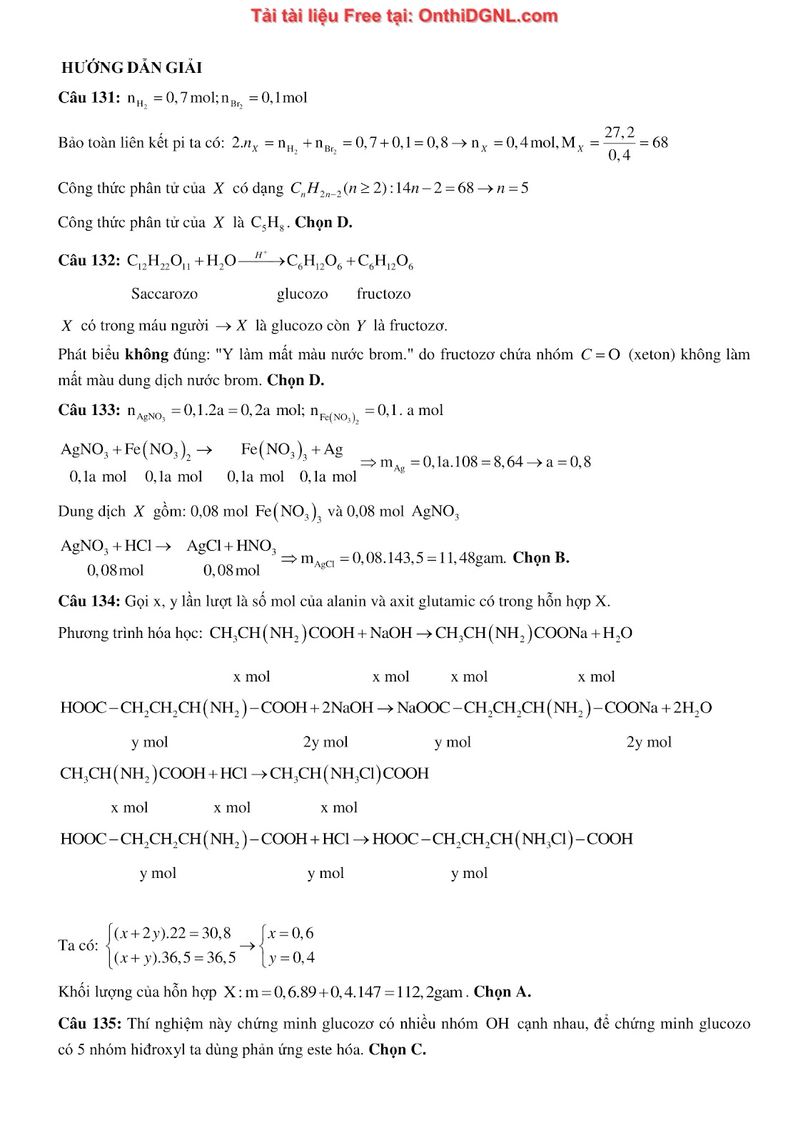 260 bài tập môn Hóa học - Ôn thi ĐGNL ĐHQG Hà Nội Phần 25