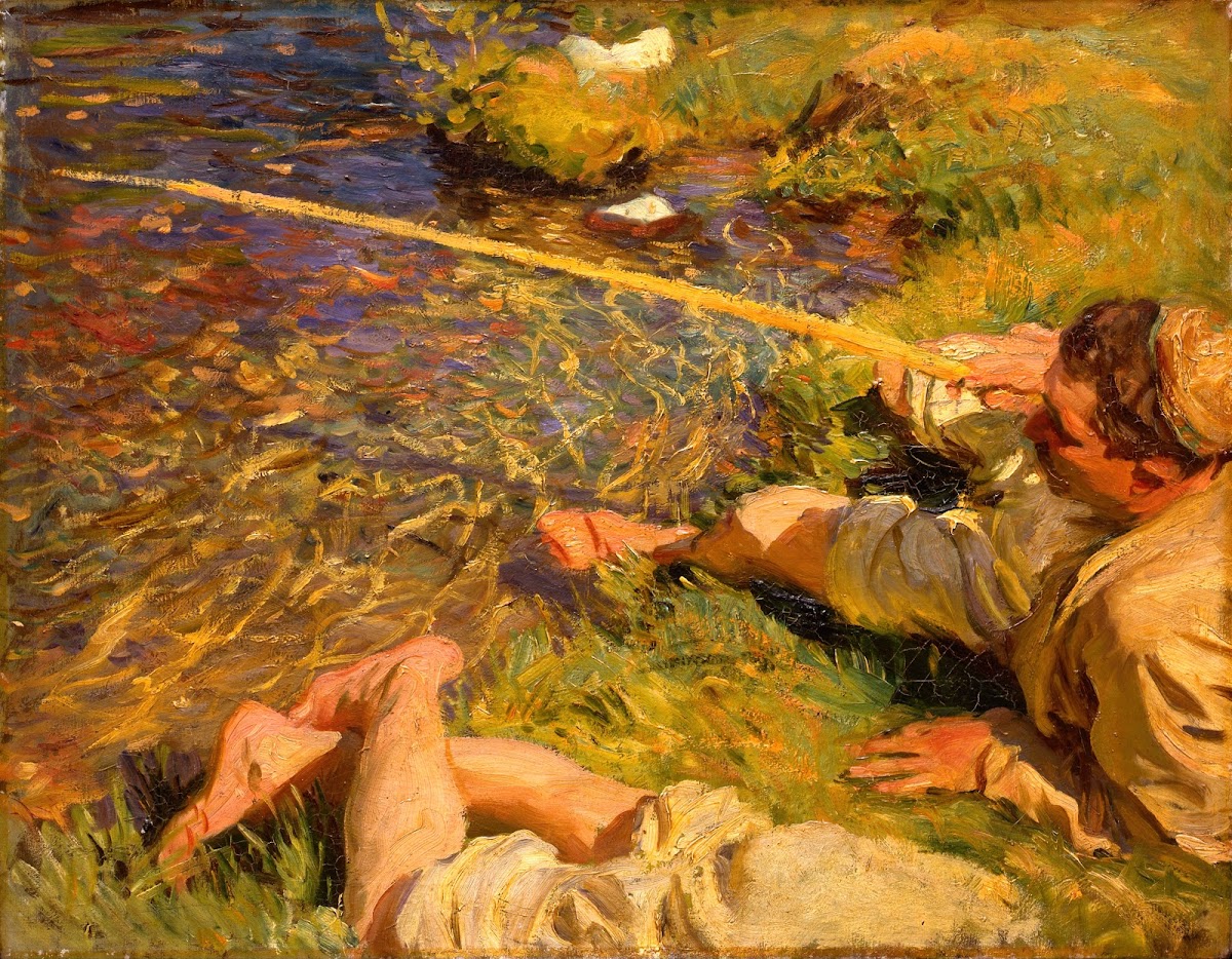 Val dAosta A Man Fishing circa 1907