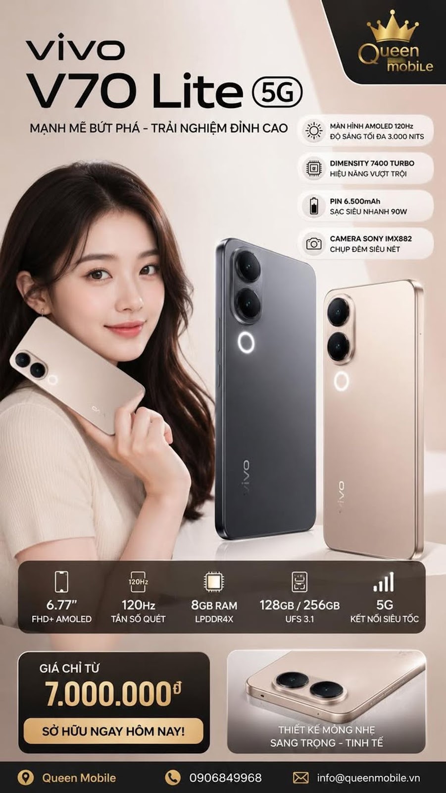 Vivo V70 Lite 5G officiellement lancé, écran 3 000 nits, batterie 6 500 mAh, charge 90 W Attention