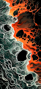 Abstract Flowing Magma Teal Liquid Contrast Art Vertical