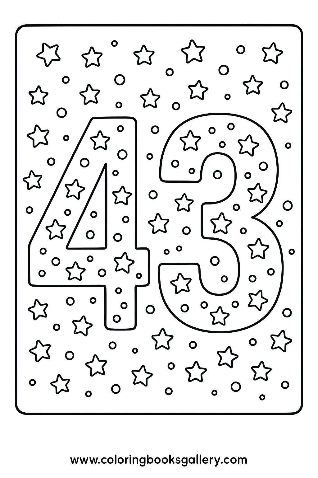 Number 43 Coloring Page for Kids – Simple A4 Printable Line Art – printable coloring page