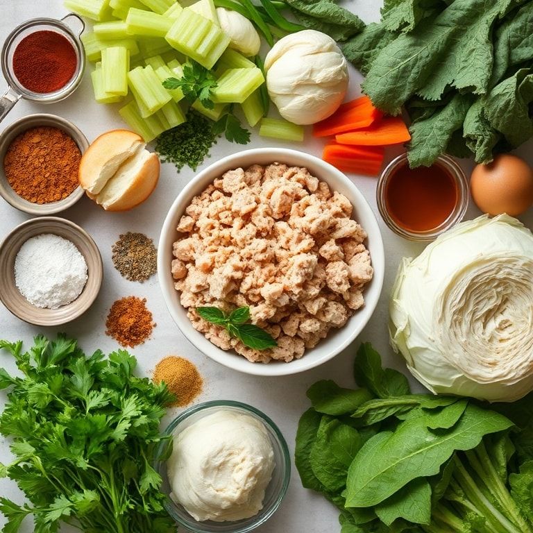 Ingredients for Easy Egg Roll in a Bowl Recipe with Ground Turkey and Cabbage: Quick, Crispy Comfort Food