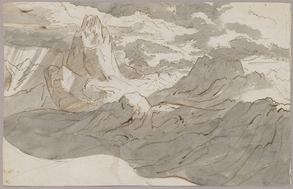 Hochgebirgslandschaft mit Wolken 18071809