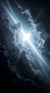 Jagged Alien Landscape Under a Brilliant Star Flare