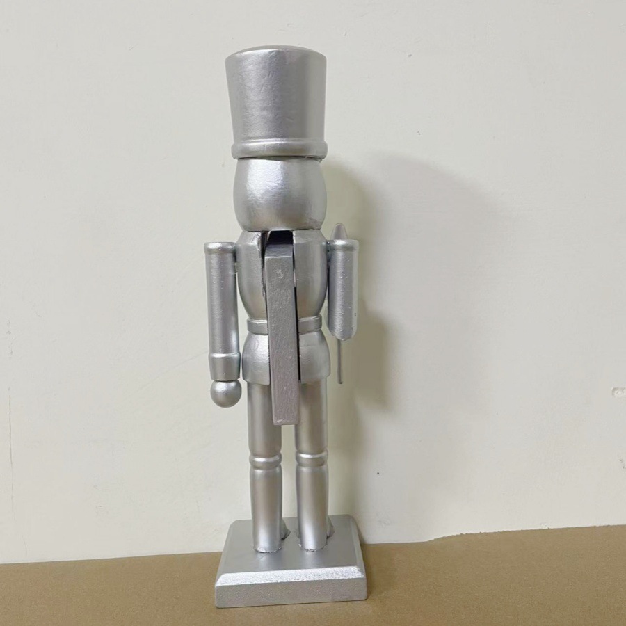 Nussknacker-Figur aus Holz, silberfarben