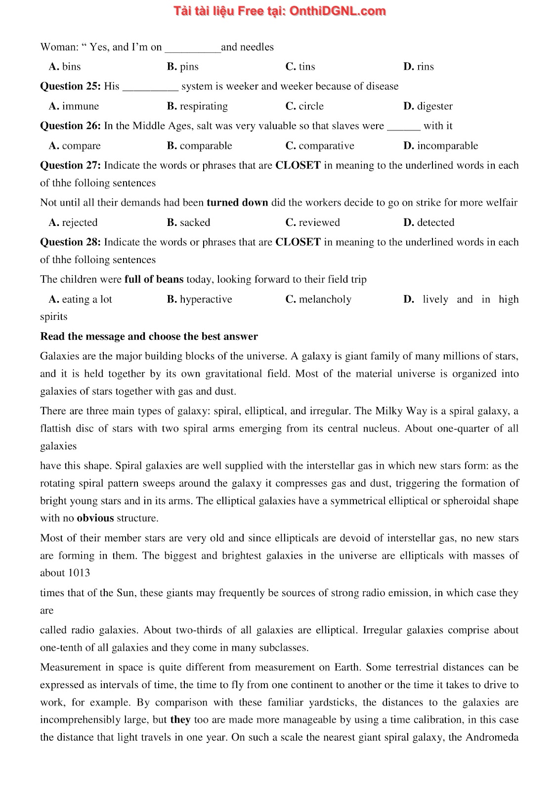 660 bài tập môn Tiếng Anh - Ôn thi ĐGNL ĐHBK Hà Nội Phần 7