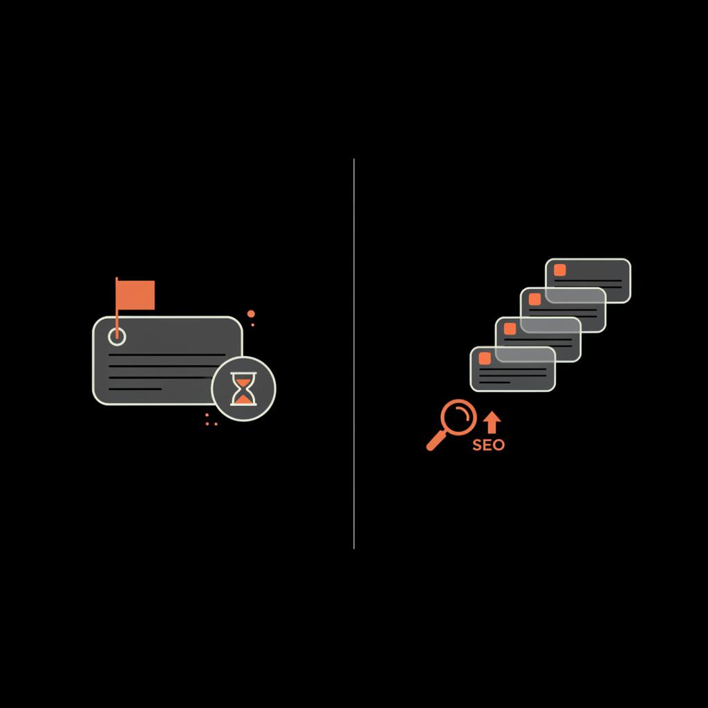 Minimal 2D vector infographic splitting left and right flows: left flagged review under review; right review buried by new positive content and SEO. How long do bad reviews stay on Yelp?