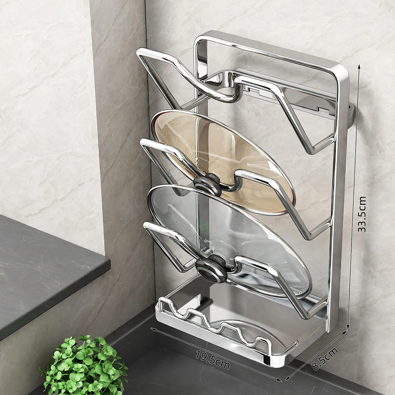 Pot lid and cooking spoon holder, wall and table version