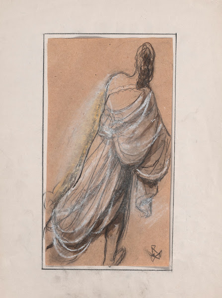 Woman with bare shoulder seen from behind 1880