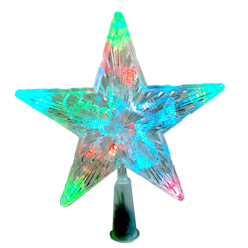 Transparent LED Christmas tree topper, battery-operated