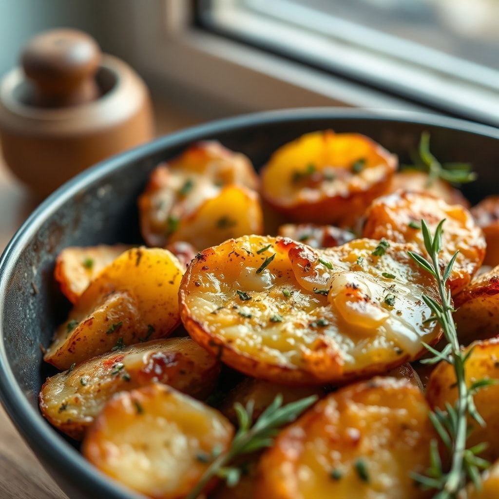 Crispy Oven Roasted Potatoes with Garlic and Herbs (Easy Homemade Side)