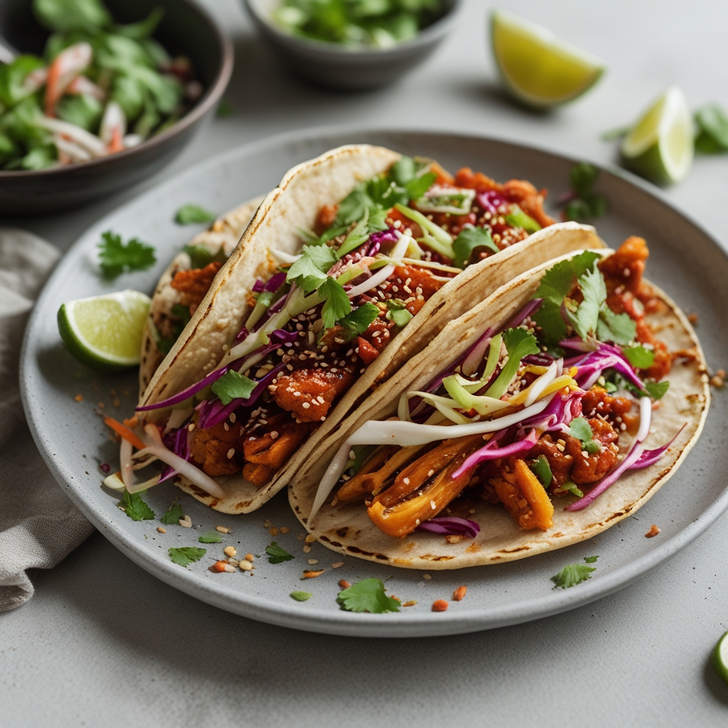 Spicy Gochujang Jackfruit Tacos with Sesame Slaw