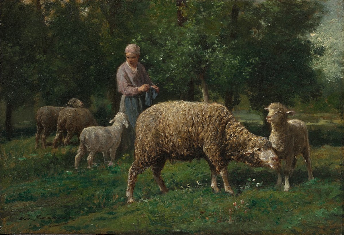 Shepherdess with Sheep c 1876