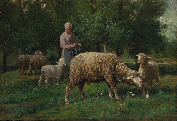 Shepherdess with Sheep c 1876