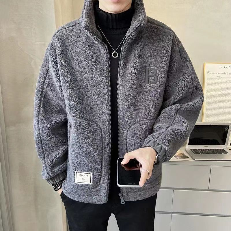 Gefütterte Herrenjacke mit Lammfleece-Imitat