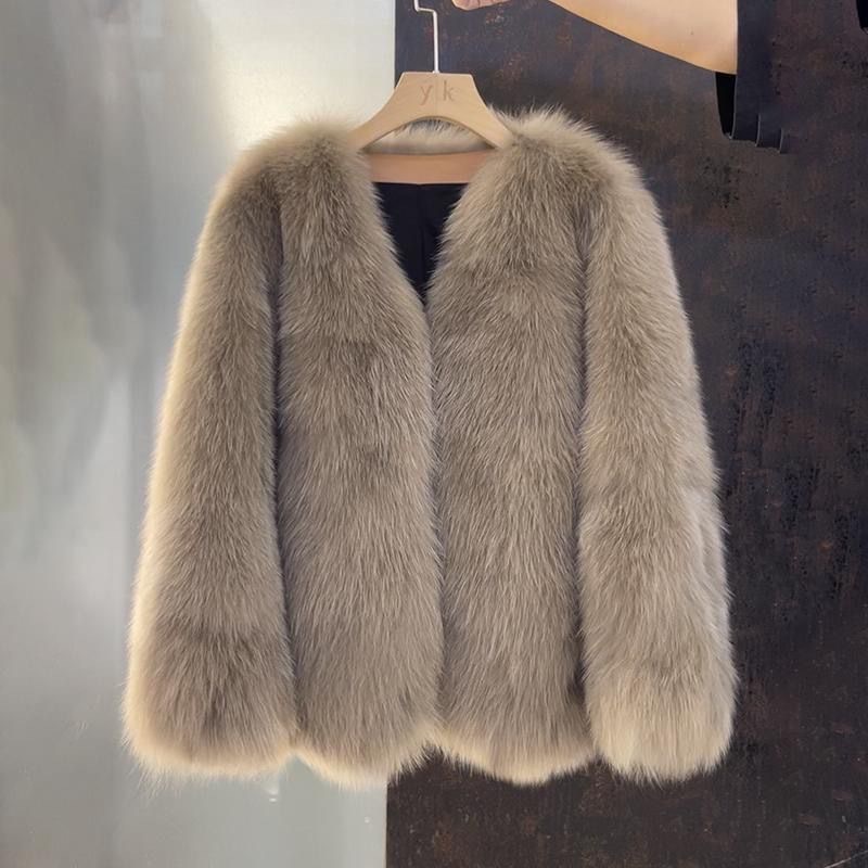 Gefütterte Kunstfelljacke im modernen Stil für Damen