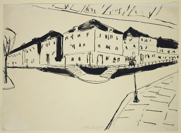 Häuser an einer Bahnunterführung in Dresden 1910