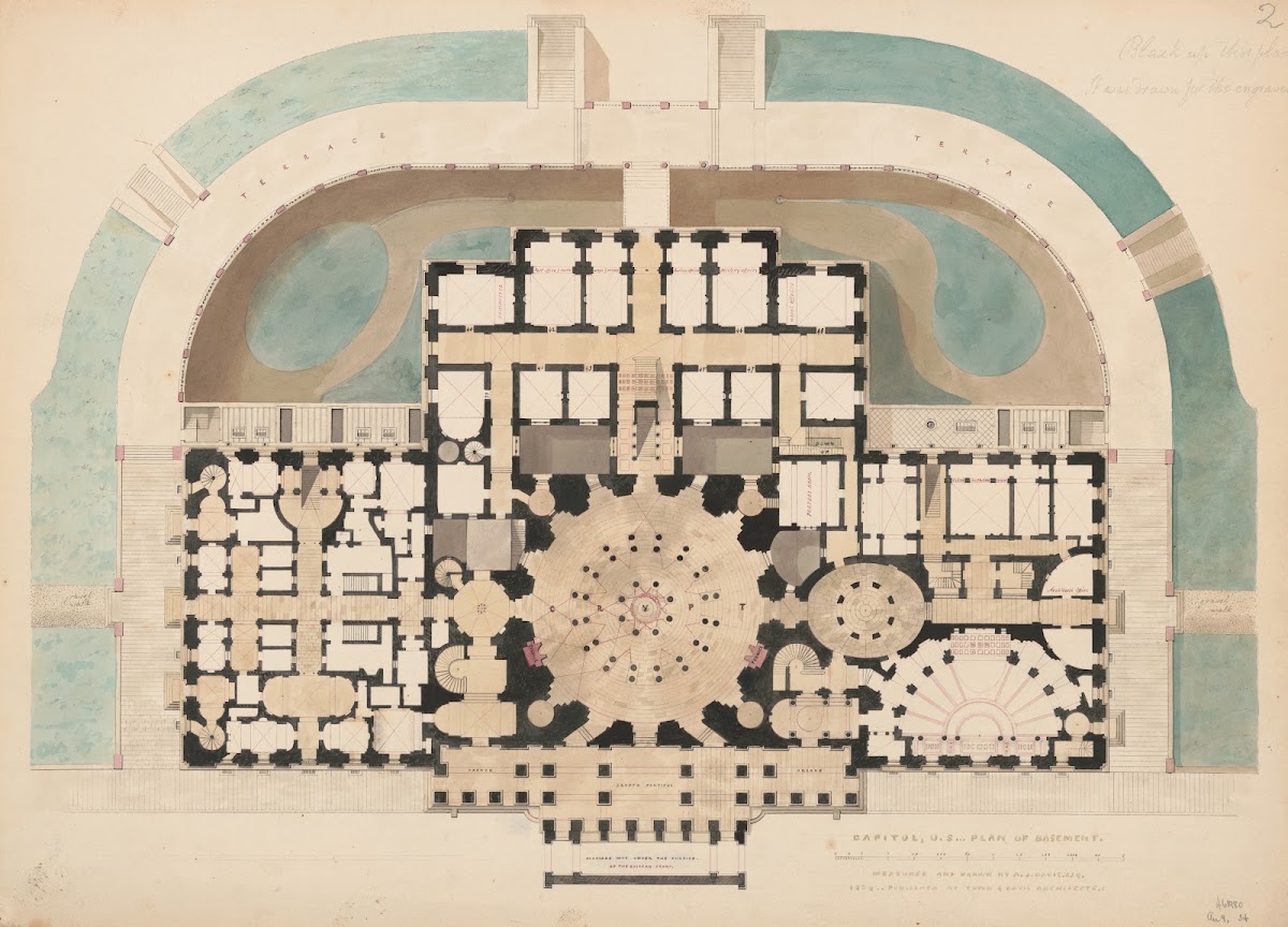 United States Capitol Washington DC Basement floor plan 1832 1834