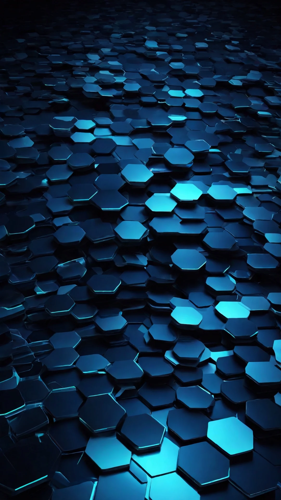 Glowing blue hexagons form futuristic textured surface - Free 4K mobile Wallpaper