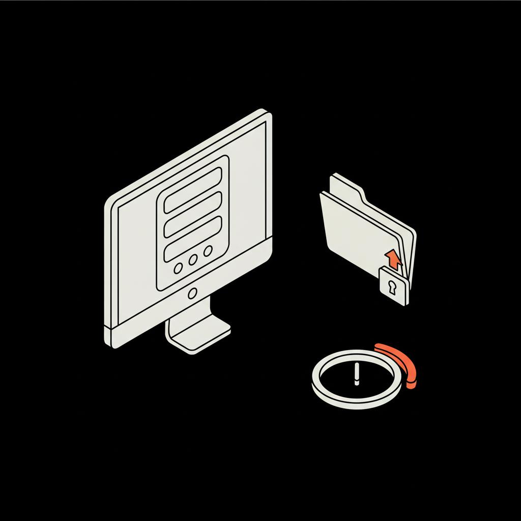 Isometric 2D vector infographic showing a Help Center form on a computer, a secure folder for uploaded documents, and a clock for facebook account reactivation timelines.