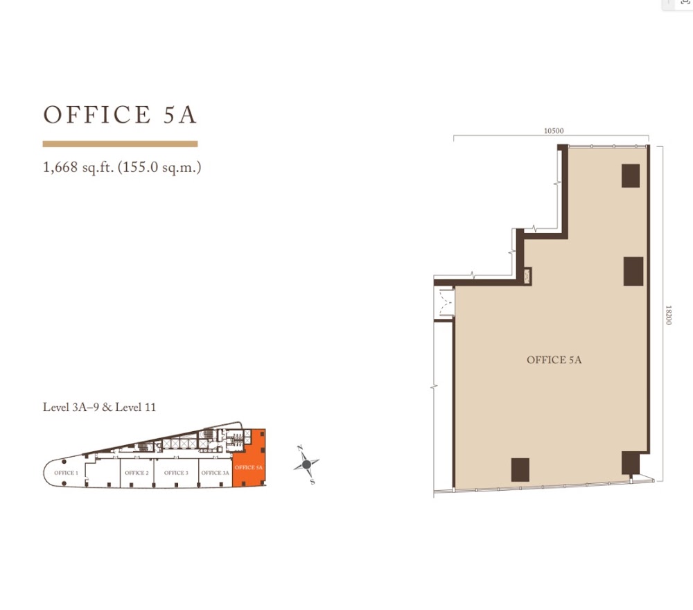 Pavilion Square Office Office Layout 5A floor plan — 2500 sq ft,  bedrooms
