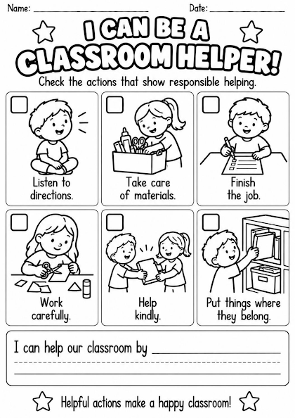 I Can Be a Classroom Helper Worksheet
