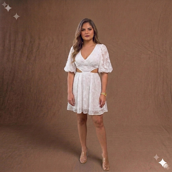 Vestido Blanco Corto Cut Out