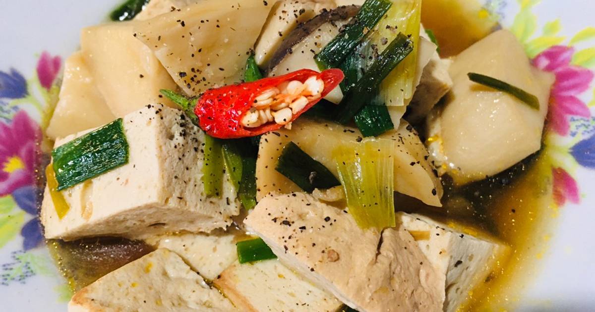 Chả sữa kho nấm đùi gà