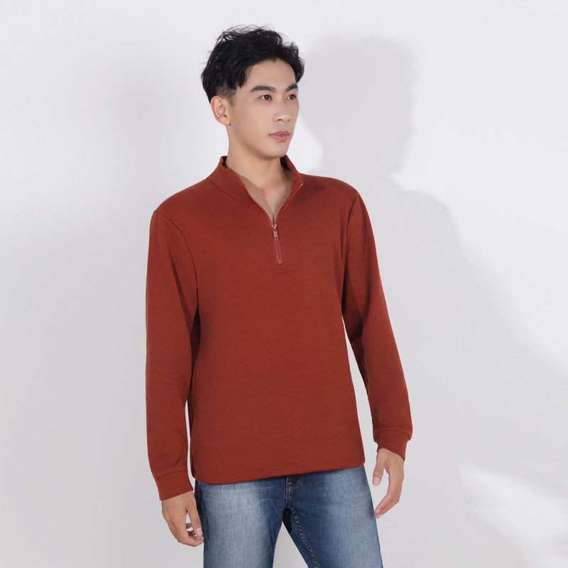 Men's Waffle Sweatshirt with Zipper and Lining