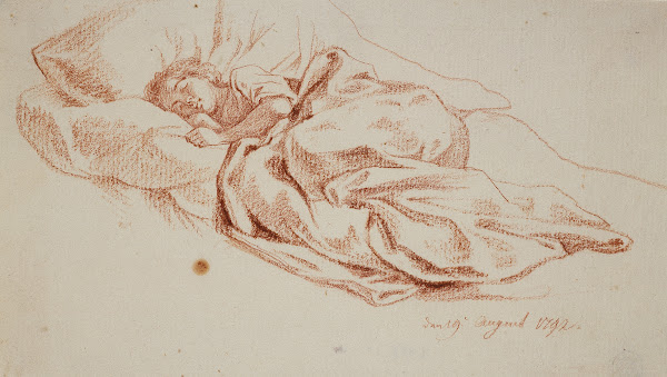 Schlafendes junges Mädchen im Bett 1792