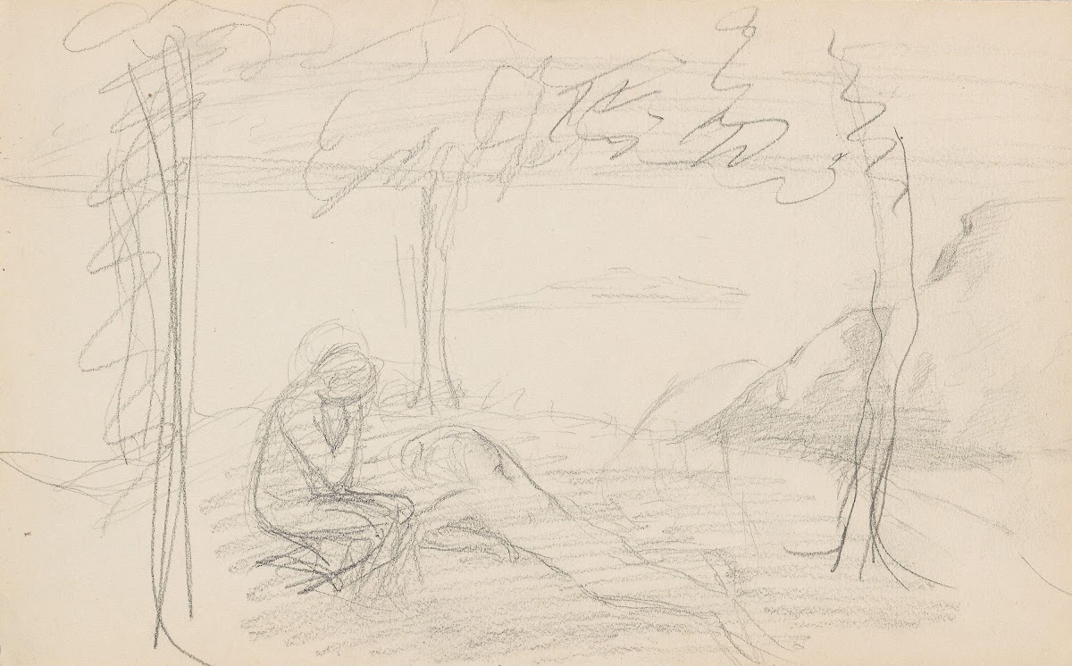 Landskap med en sittende og en liggende person 1894