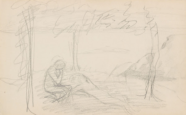 Landskap med en sittende og en liggende person 1894