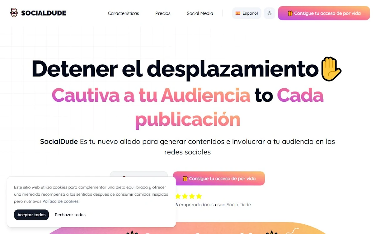 Captura de SocialDude.ai