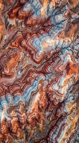Aerial Colorful Layered Desert Erosion