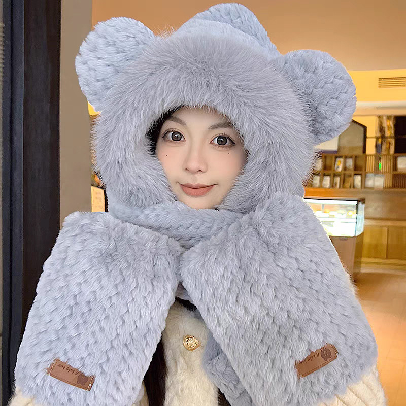Winter set: Hat, scarf, and ear protection, lined