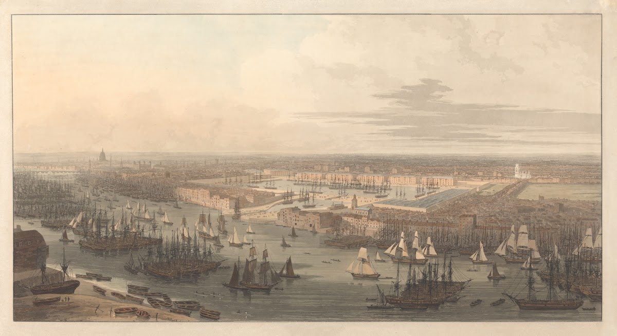 An Elevated View of the New Dock in Wapping 1803