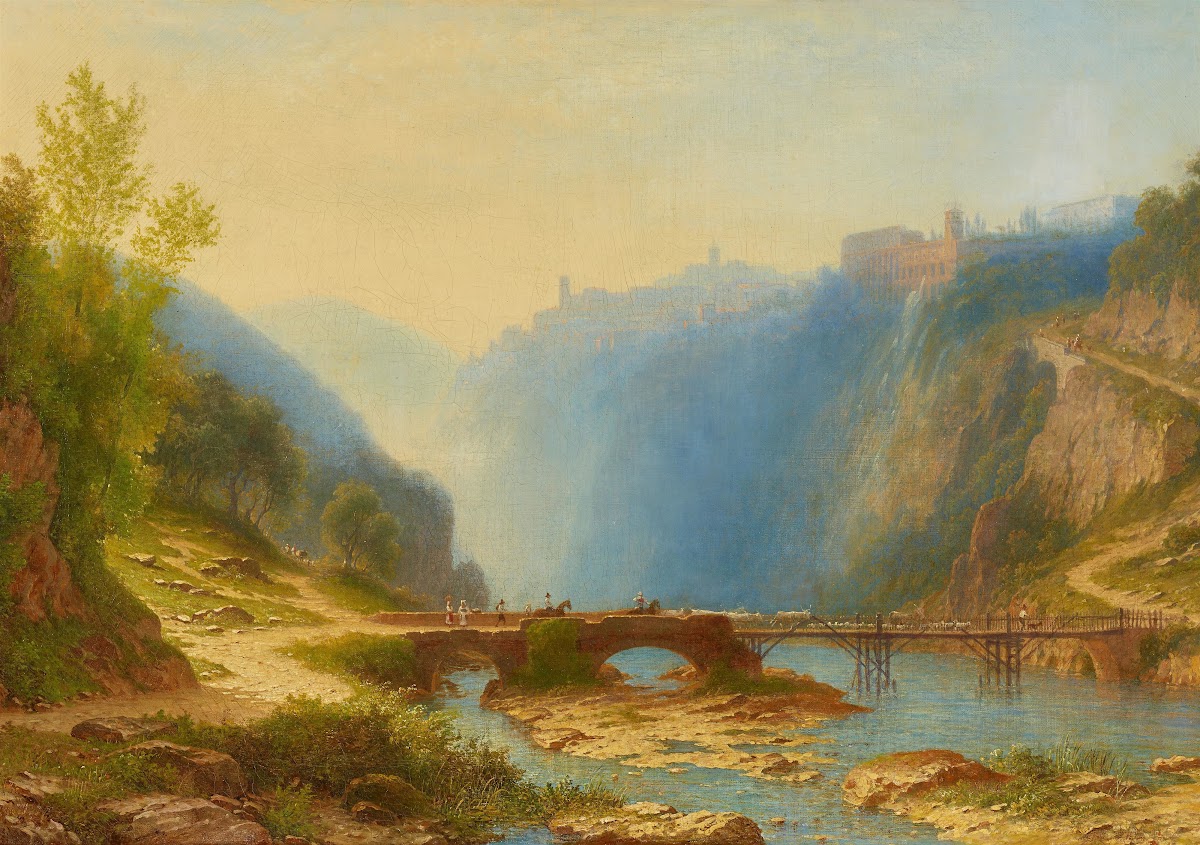 Brücke über den Aniene unterhalb von Tivoli 1849