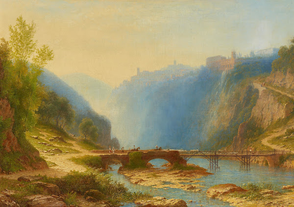 Brücke über den Aniene unterhalb von Tivoli 1849
