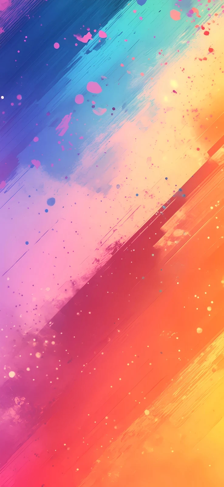 Vibrant Diagonal Rainbow Paint Strokes - Digital Brushstroke Art 2K iPhone Wallpaper (1884x4082)