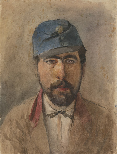 Portrait of a soldier in a blue cap 18801910