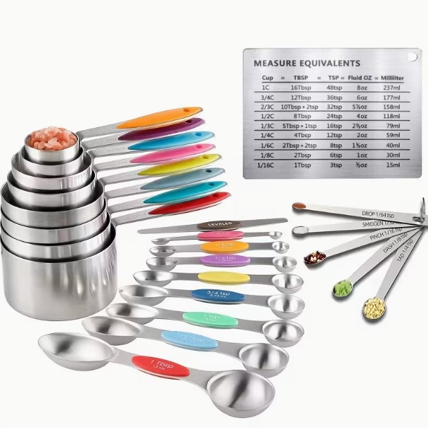 Edelstahl-Messlöffel und Messbecher-Set, 6-teilig