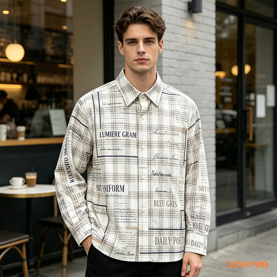 AOP TRB Long-Sleeve Shirt with Cuffs - Slub Linen