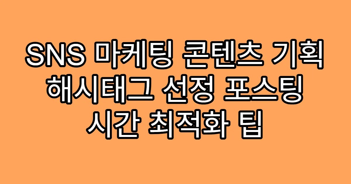 SNS 마케팅 콘텐츠 기획 해시태그 선정 포스팅 시간 최적화 팁