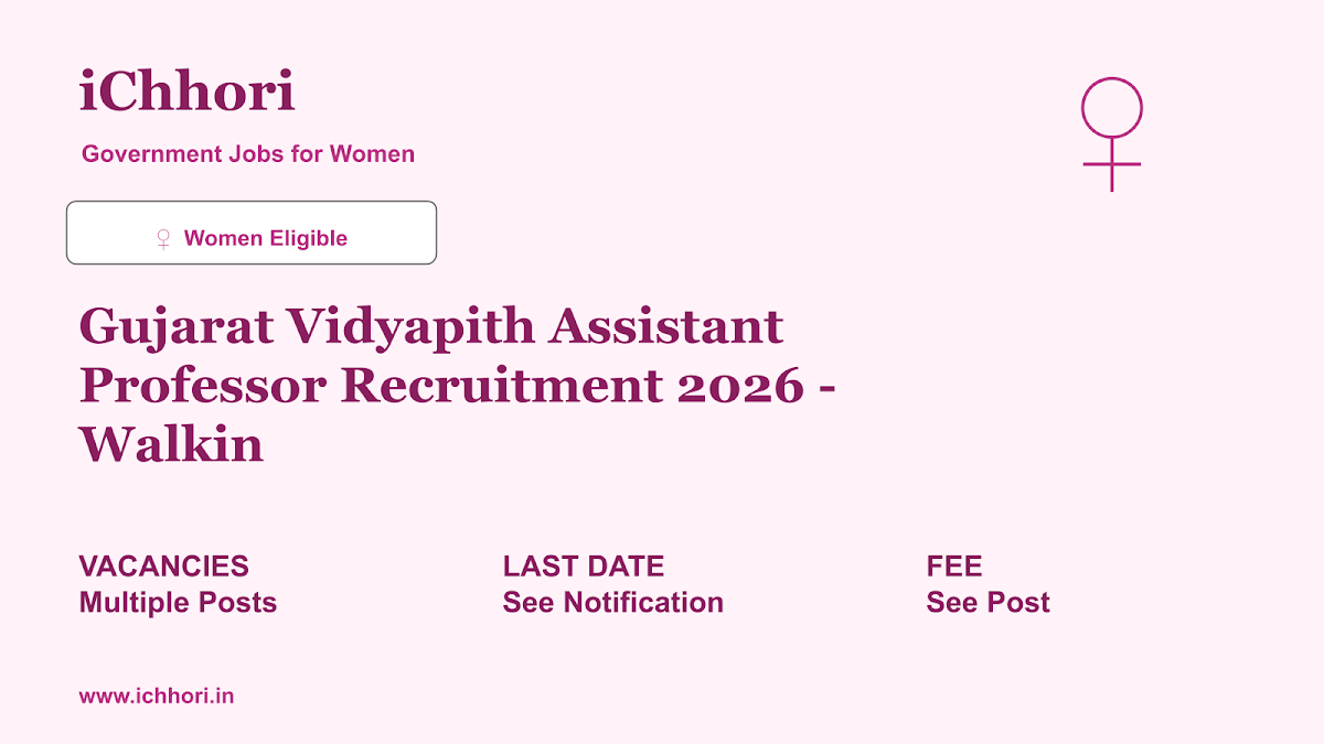 Gujarat Vidyapith Assistant Professor Recruitment 2026 - Walkin - iChhori