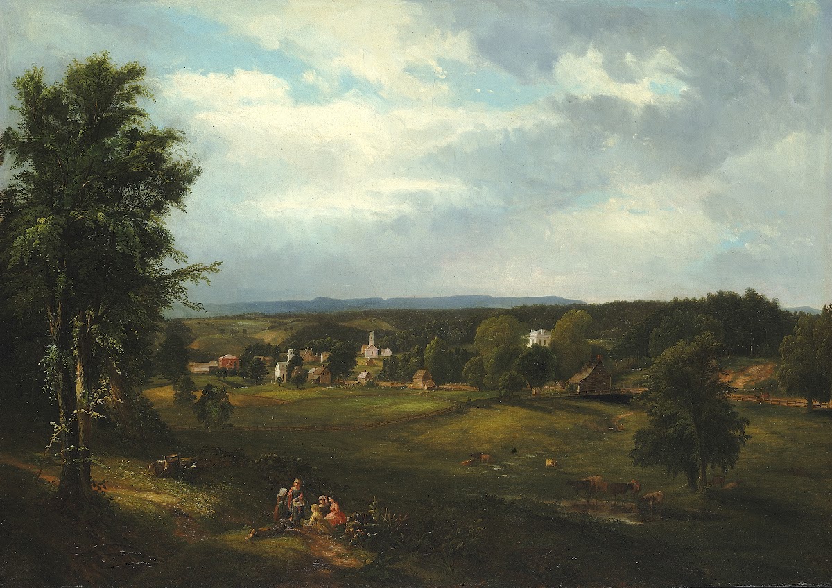 Village Scene near Albany New York 1850