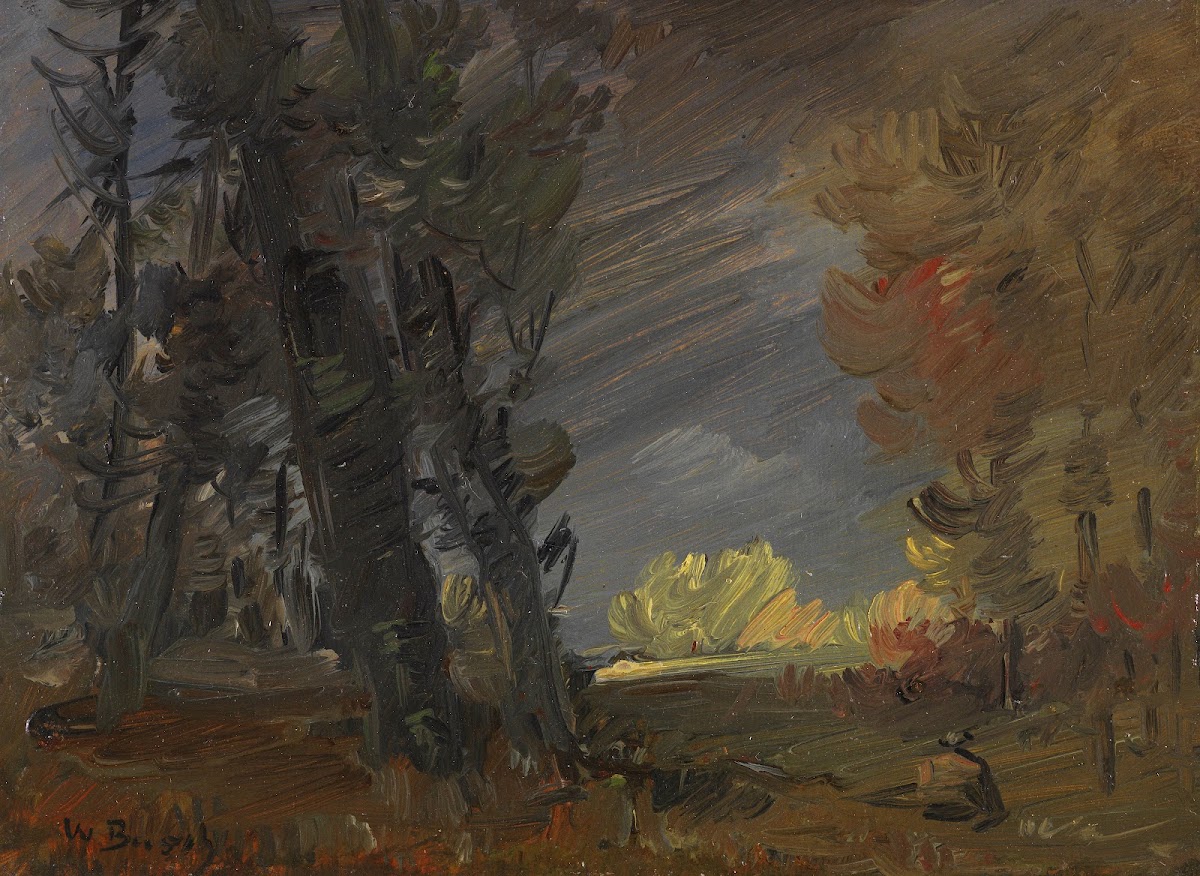 Waldrand mit sonnenbeschienener Baumgruppe 1880 1885