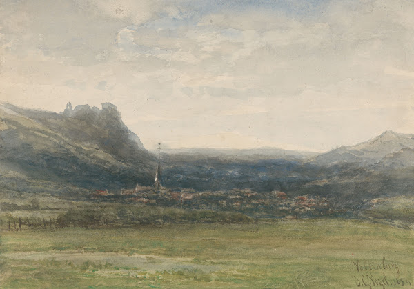Gezicht op Valkenburg Limburg 1854