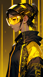 Cyberpunk Woman in Yellow Goggles and Tech Jacket