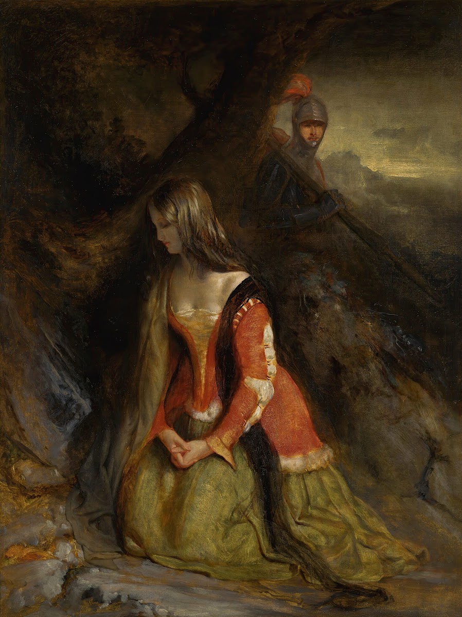A lady and her knight errant possibly a scene fromIvanhoe