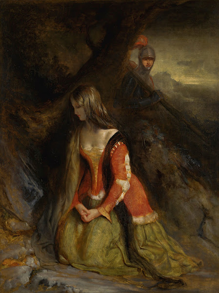 A lady and her knight errant possibly a scene fromIvanhoe